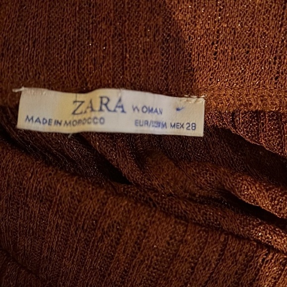 Zara wide legs cropped shiny pants Sz M - Picture 7 of 9